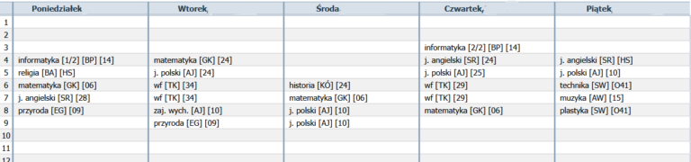 Read more about the article Plan lekcji 4B