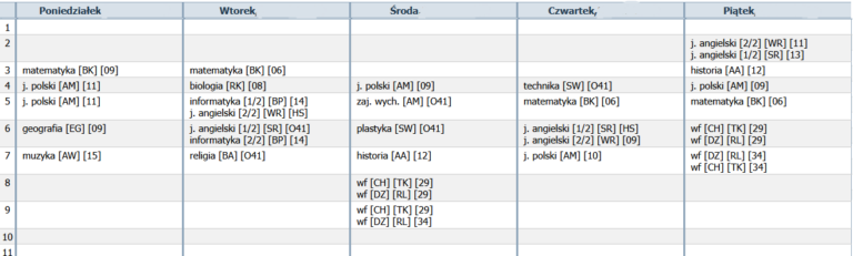 Read more about the article Plan lekcji 6A
