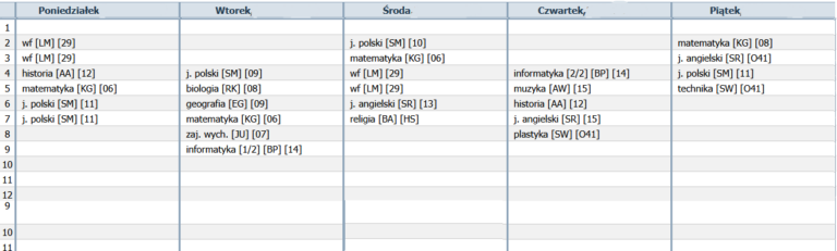 Read more about the article Plan lekcji 6C