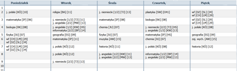 Read more about the article Plan lekcji 7A