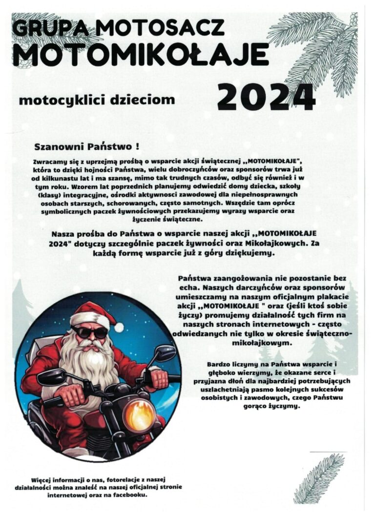 Read more about the article Zachecamy do wsparcia akcji Motomikołaje 2024