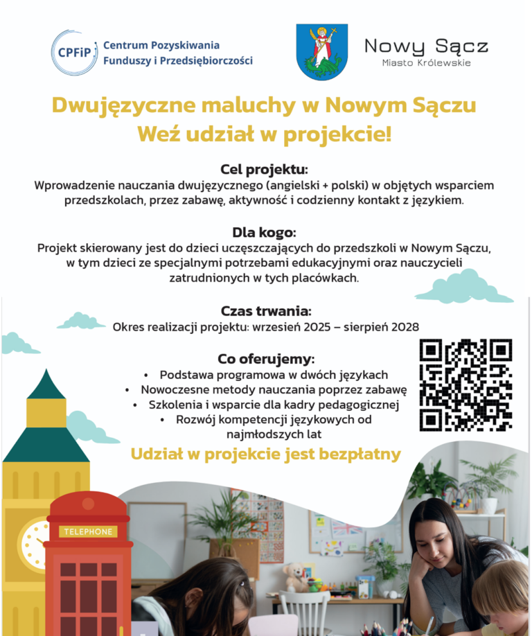 Read more about the article Dwujęzyczne maluchy w Nowym Sączu – rekrutacja do projektu